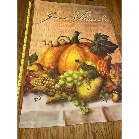 Bart & Marilyn Wolf "Give Thanks" Pumpkin Double Sided Garden Flag 41x28" - Picture 1 of 3